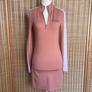 Baby pink girl’s Guess long sleeve half zip midi dress